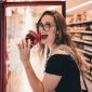 Laughing woman with ice cream